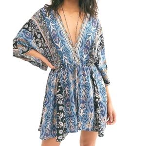 Free People - Mixed Emotions Romper, color: Indigo Combo, Size M